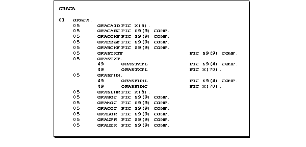 ORACA Variable Declarations ORACA Variable Declarations