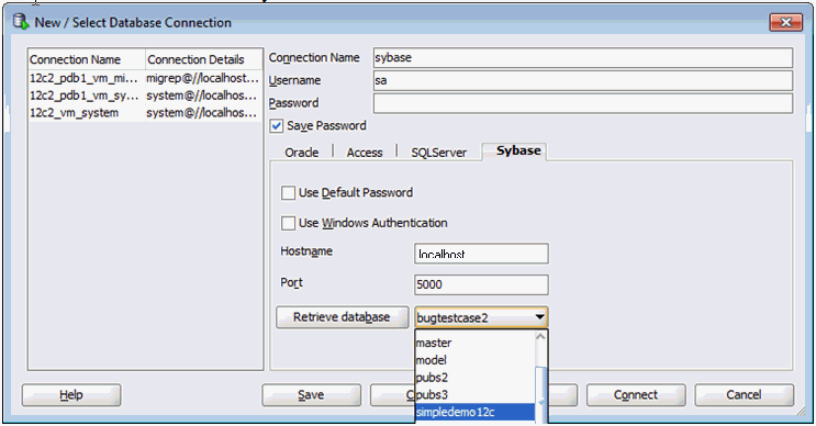 Creating a Connection to the Sybase Database Creating a Connection to the Sybase Database