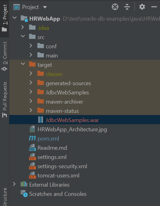 Image of JdbcWebSamples.war under target folder Image of JdbcWebSamples.war under target folder